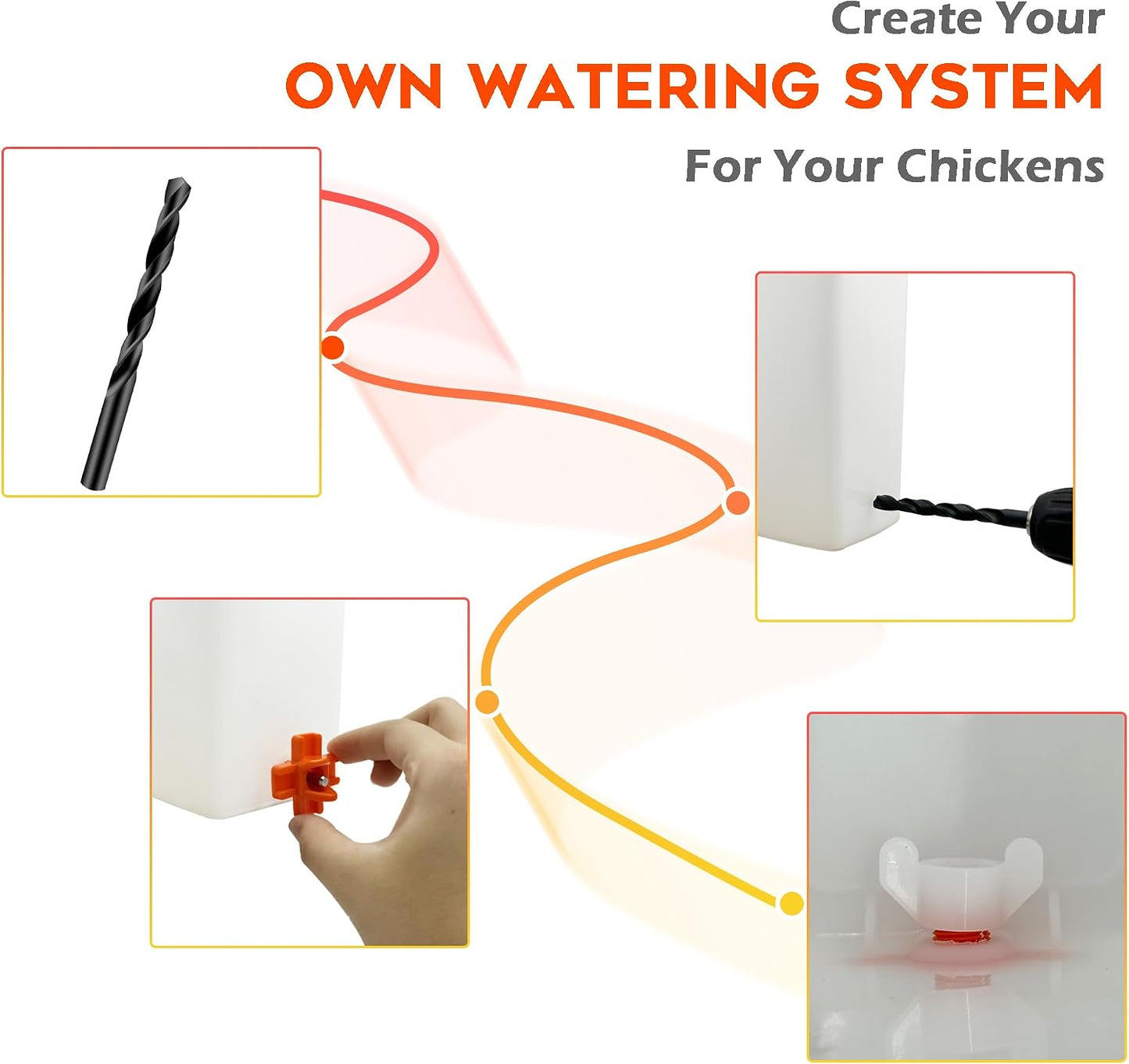 Chicken Waterer Nipple Horizontal Side Mount Automatic Nipples Drinker for Chickens 8 Pack