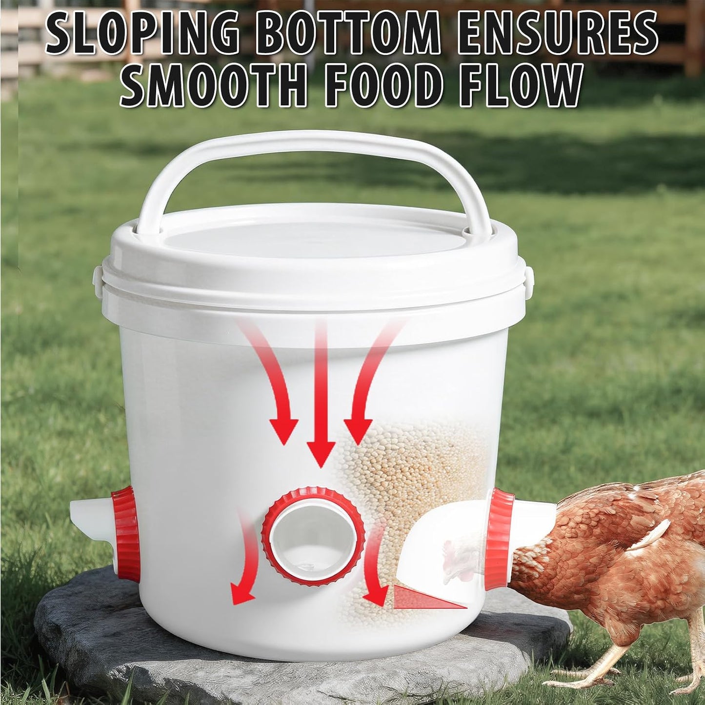 4PACK No Waste Chicken Feeder Ports, Chicken Feeder Cups for Bucket | DIY Chicken Feeder Kit with Hole Saw,Barrels,Bins,Troughs