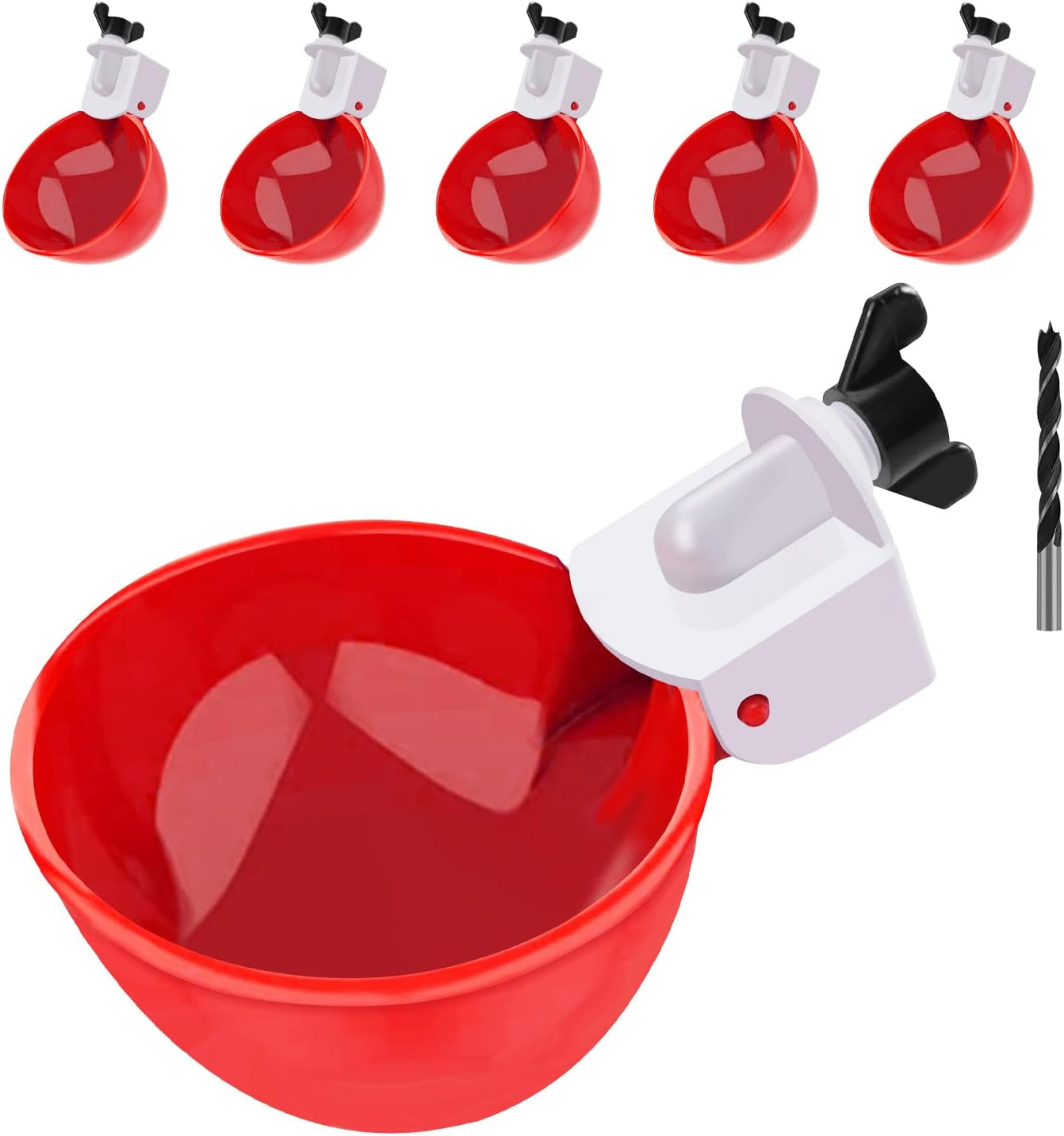 Chicken Waterer Cups, 6 Packs Large Chicken Watering Cups, Automatic Chicken Water Cups, Tee Fittings Poultry Feeder Cups Suitable for Chicken, Duck, Goose, Turkey with Mounting Hole Opener | Automatic Chicken Water Cups, Tee Fittings Poultry Feeder Cups Suitable for Chicken, Duck, Turkey with Mounting Hole Opener