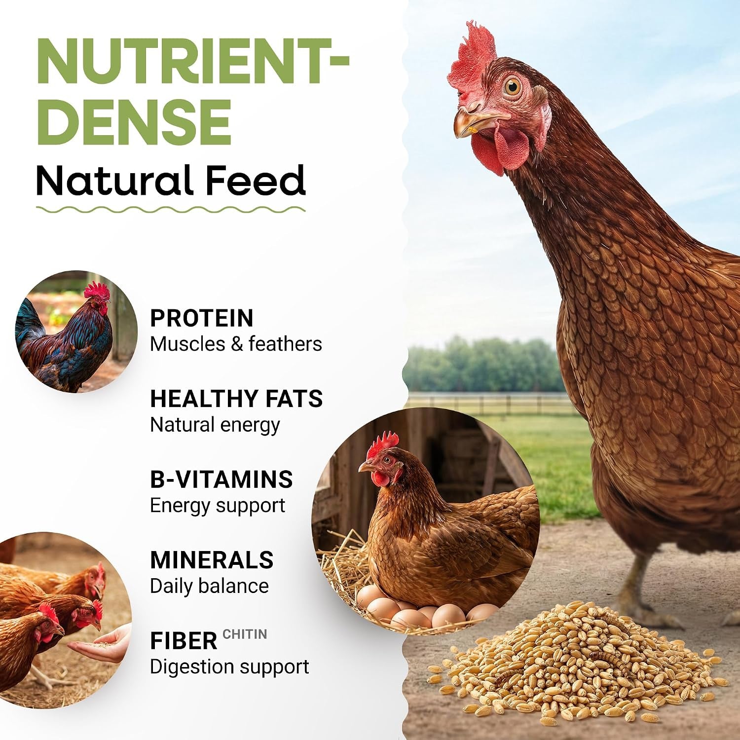 Dried Mealworms Non-Gmo 5 Lb High-Protein for Chickens & Birds | Perfect High-Protein Treat for Ducks, Wild Birds & Bluebirds, Whole Large Dried Mealworms Bulk, No Additives or Preservatives