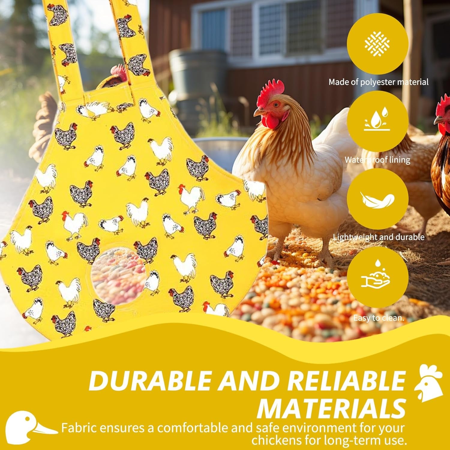 Chicken Holder Bag Chicken Medic Bag Chicken Carrier with Handle Chicken Supplies Catching Hand Bag for Hen Rooster Poultry Chicken Transport (Yellow Mix Color(1 Pack))