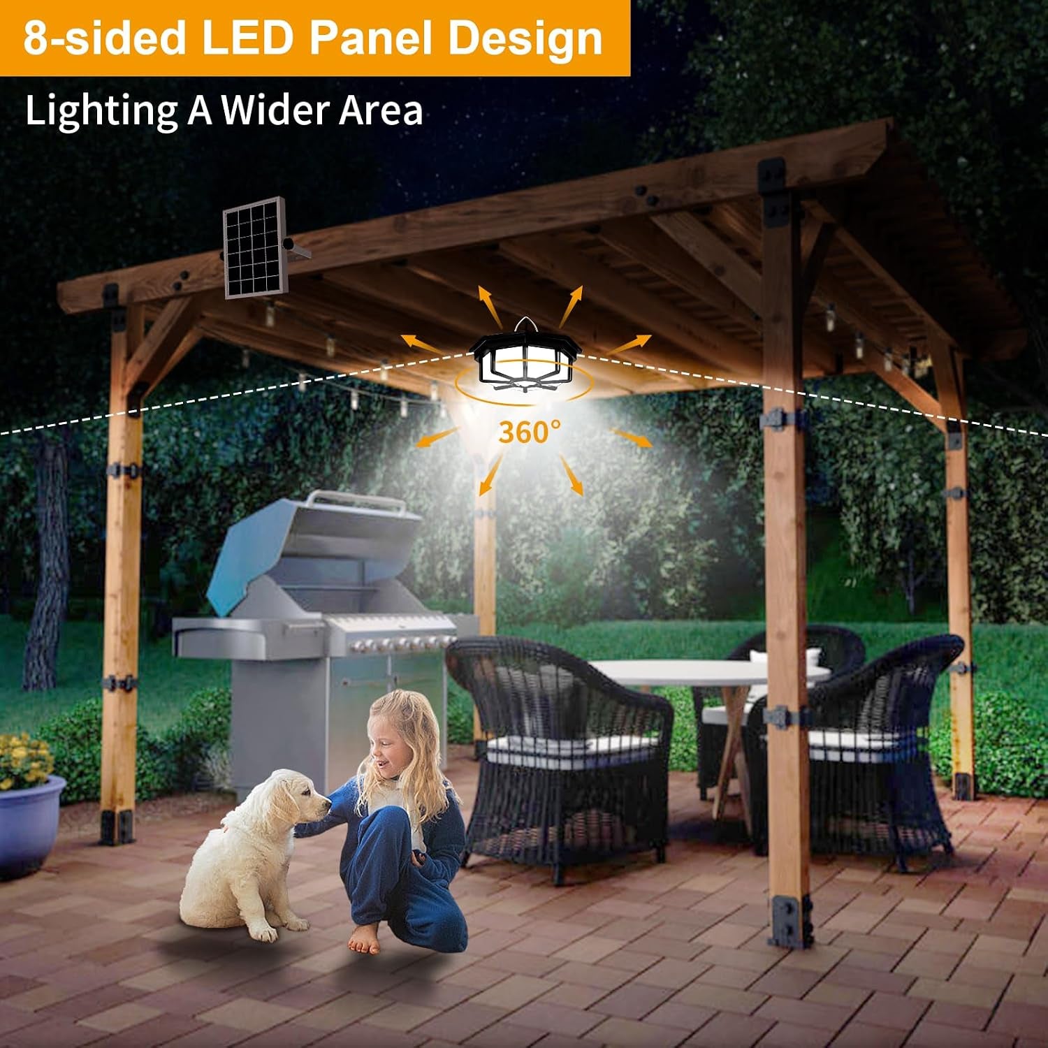 Solar Shed Light Indoor Outdoor,  288LED Solar Powered Motion Sensor Pendant Light Daytime Available, Solar Indoor Lights with 5 Lighting Modes & Remote for Shed Gazebo Barn Garage Home