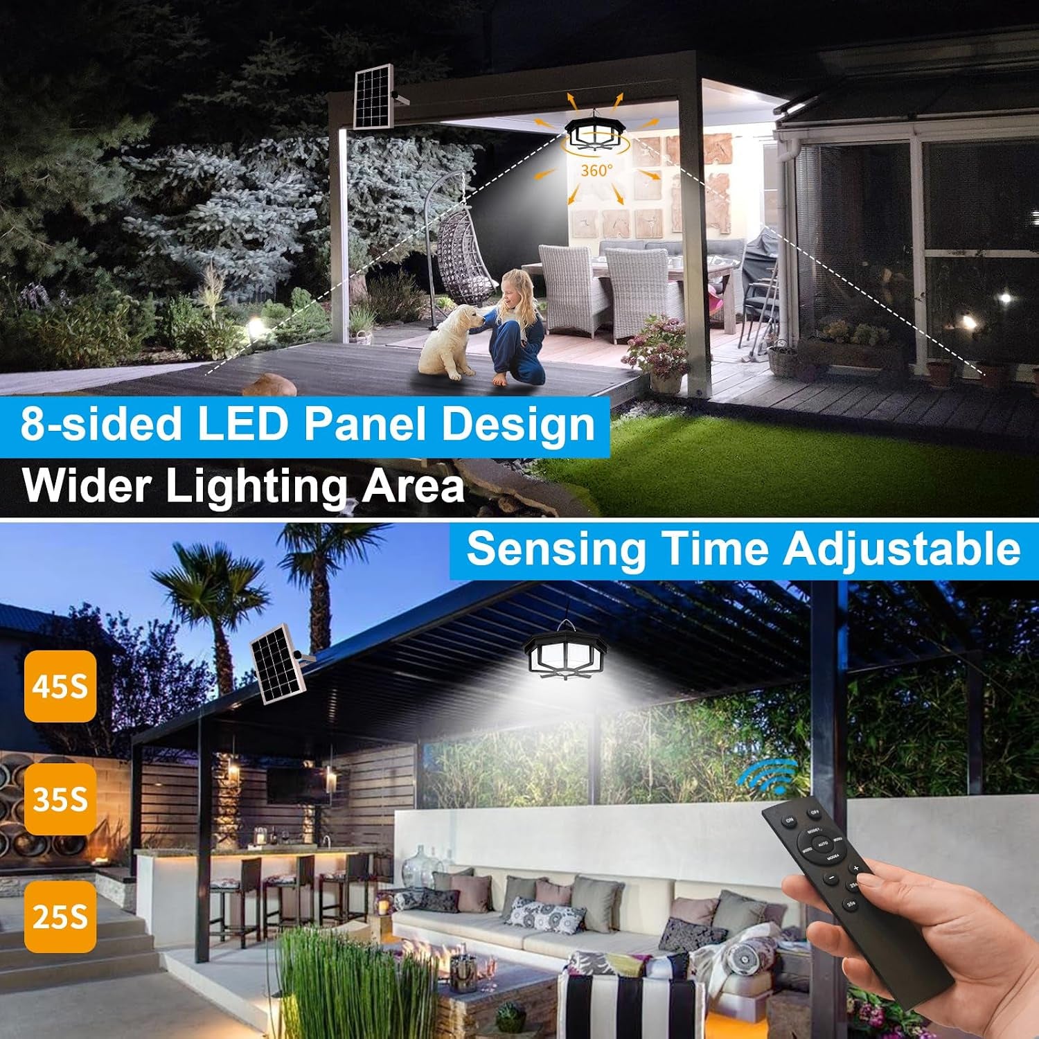 Solar Shed Light Indoor Outdoor,  288LED Solar Powered Motion Sensor Pendant Light Daytime Available, Solar Indoor Lights with 5 Lighting Modes & Remote for Shed Gazebo Barn Garage Home