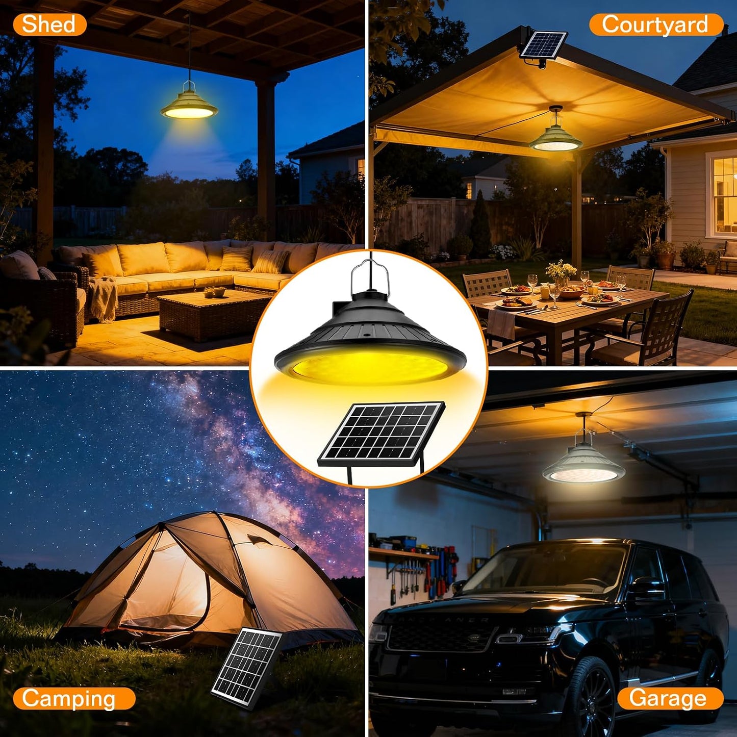 Solar Chicken Coop Light with Timer | Three-Color Dimmable LED, IP66 Waterproof Hanging Ceiling Pendant Light Suitable for Poultry Farms,Coops,Patio,Camping,Garage Etc
