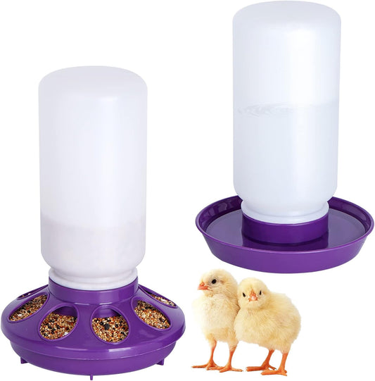 No-Waste Chick Feeder & Waterer Set – 1-Liter